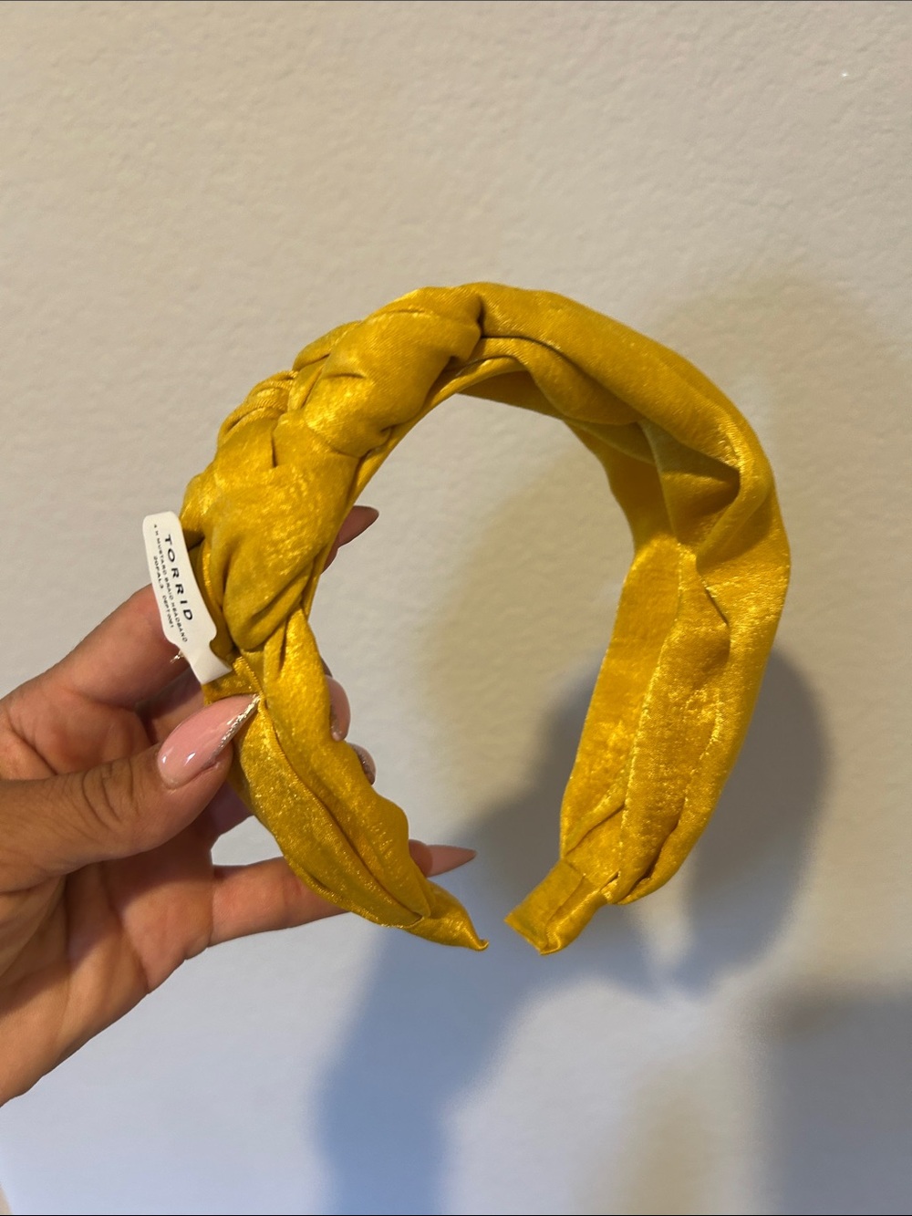 torrid Braided Velvet Headband in Mustard